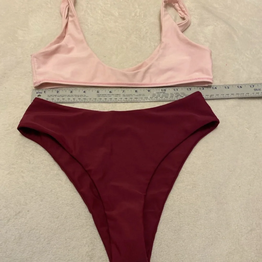 Zaful Pink Blush and Burgundy Red Bikini Set
